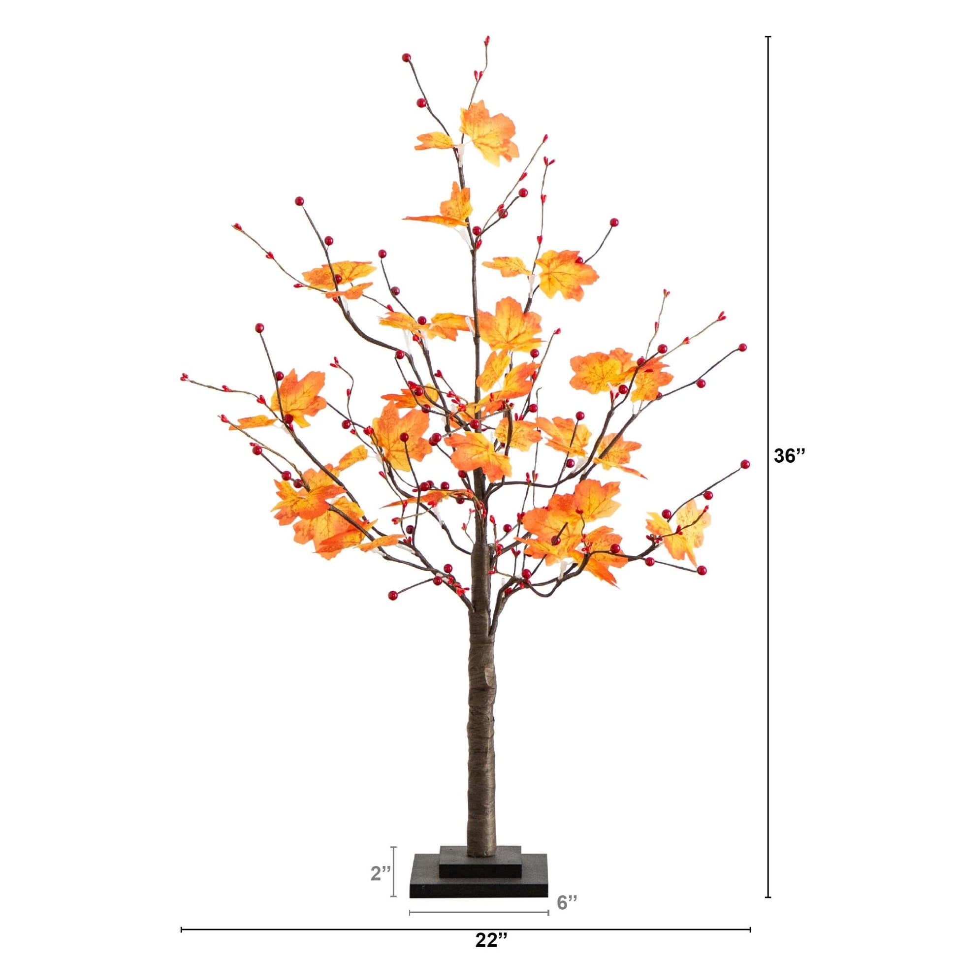 3 ft Pre-Lit Autumn Maple Tree with berries, 36 Warm White LEDs by Nearly Natural on Tampa Home & Garden Store