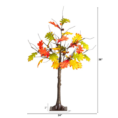 Nearly Natural 3 ft pre-lit autumn maple tree with pinecones and acorns, 36 LEDs on Tampa Home & Garden Store