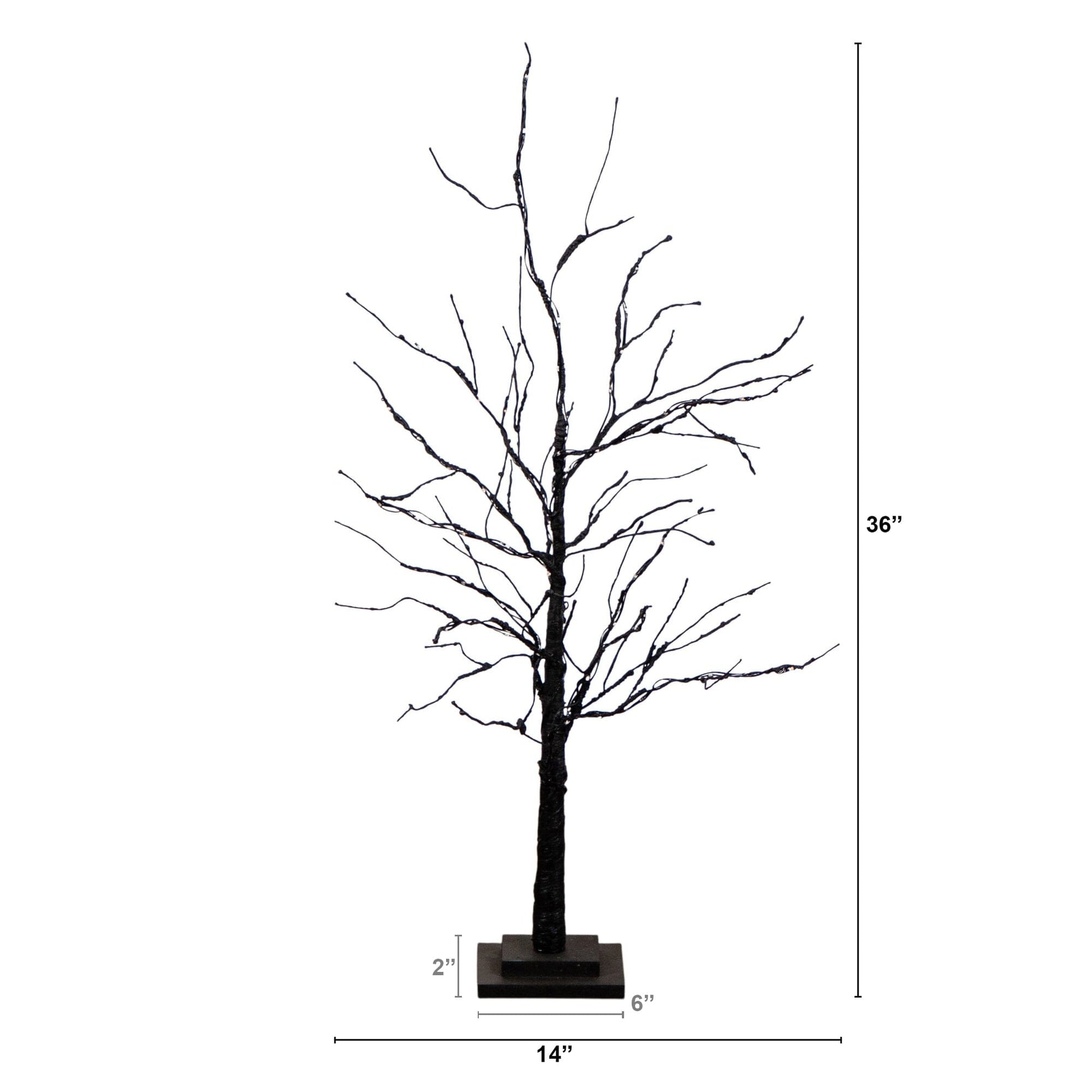 3' Pre-Lit Halloween Black Twig Artificial Tree by Nearly Natural, 80 orange/purple LEDs on Tampa Home & Garden Store