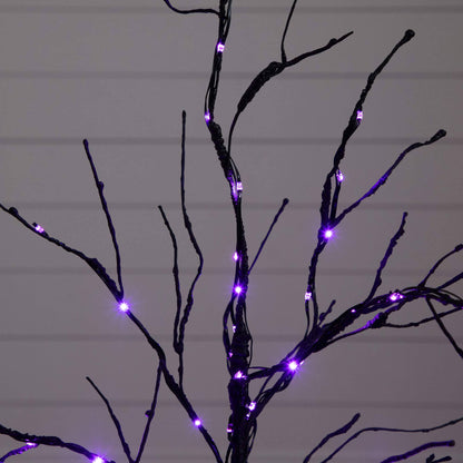 3' Pre-Lit Halloween Black Twig Artificial Tree with orange & purple LEDs by Nearly Natural on Tampa Home & Garden Store