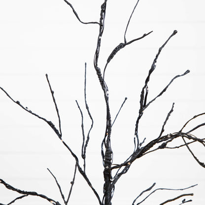 3' Pre-Lit Halloween Black Twig Artificial Tree by Nearly Natural with 80 orange and purple LED lights on Tampa Home & Garden Store