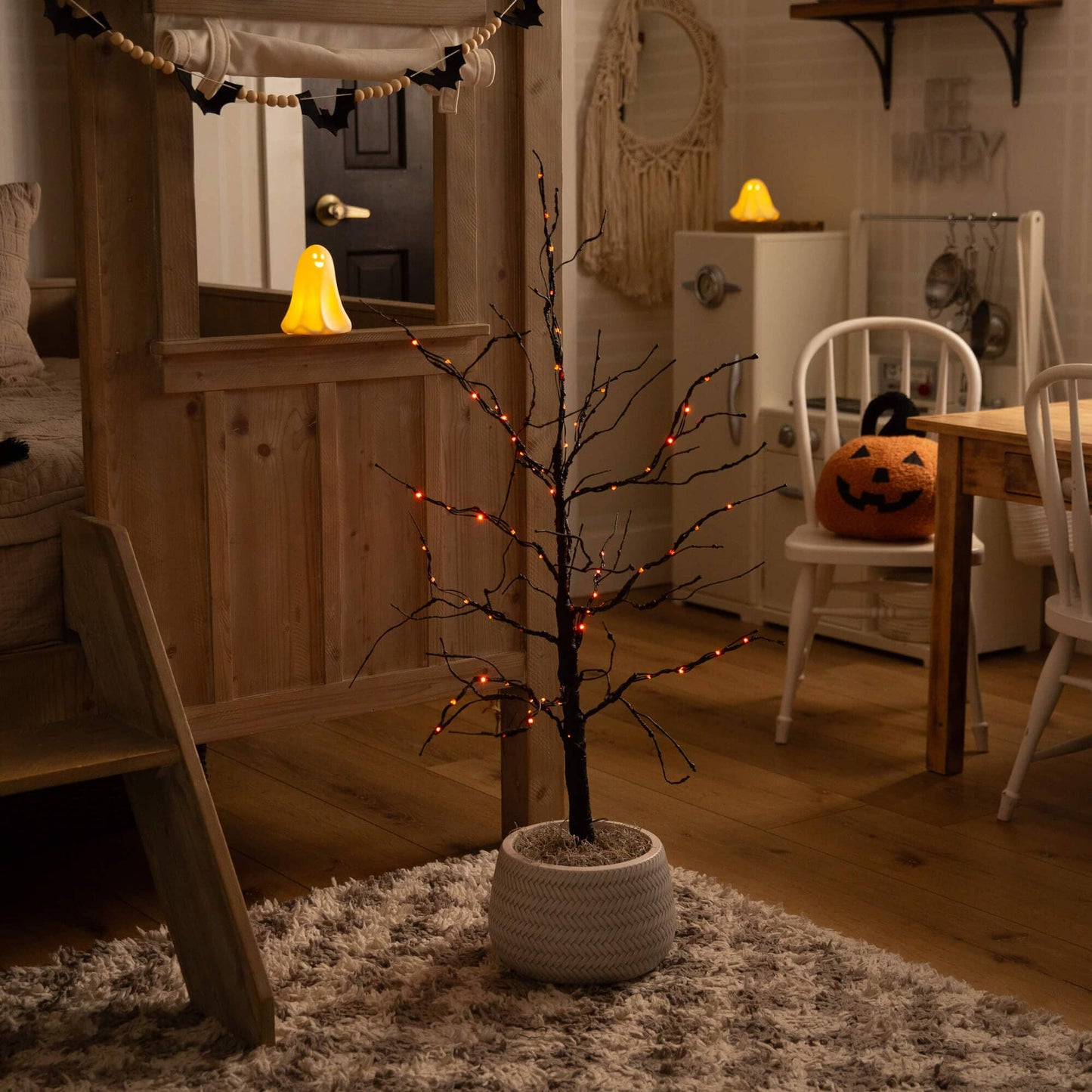 3' Pre-Lit Halloween Black Twig Artificial Tree with 80 Orange & Purple LED Lights on Tampa Home & Garden Store