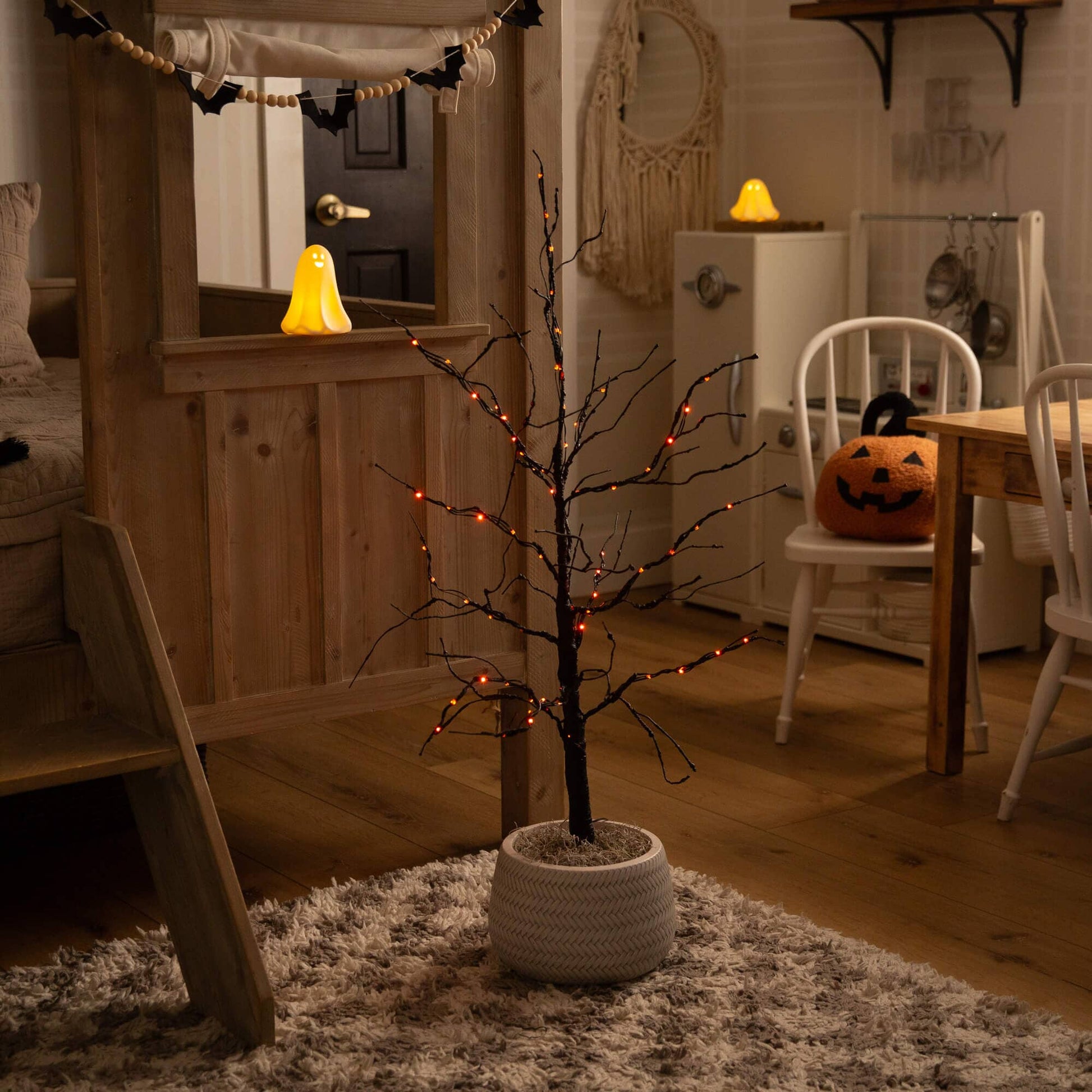 3' Pre-Lit Halloween Black Twig Artificial Tree with 80 Orange & Purple LED Lights on Tampa Home & Garden Store