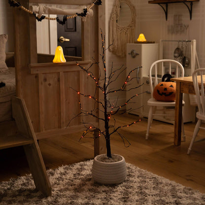 3' Pre-Lit Halloween Black Twig Artificial Tree with 80 Orange & Purple LED Lights on Tampa Home & Garden Store
