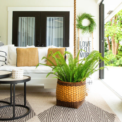 Artificial 3-ft Boston fern plant in basket for indoor outdoor use Nearly Natural Real Touch on Tampa Home & Garden Store