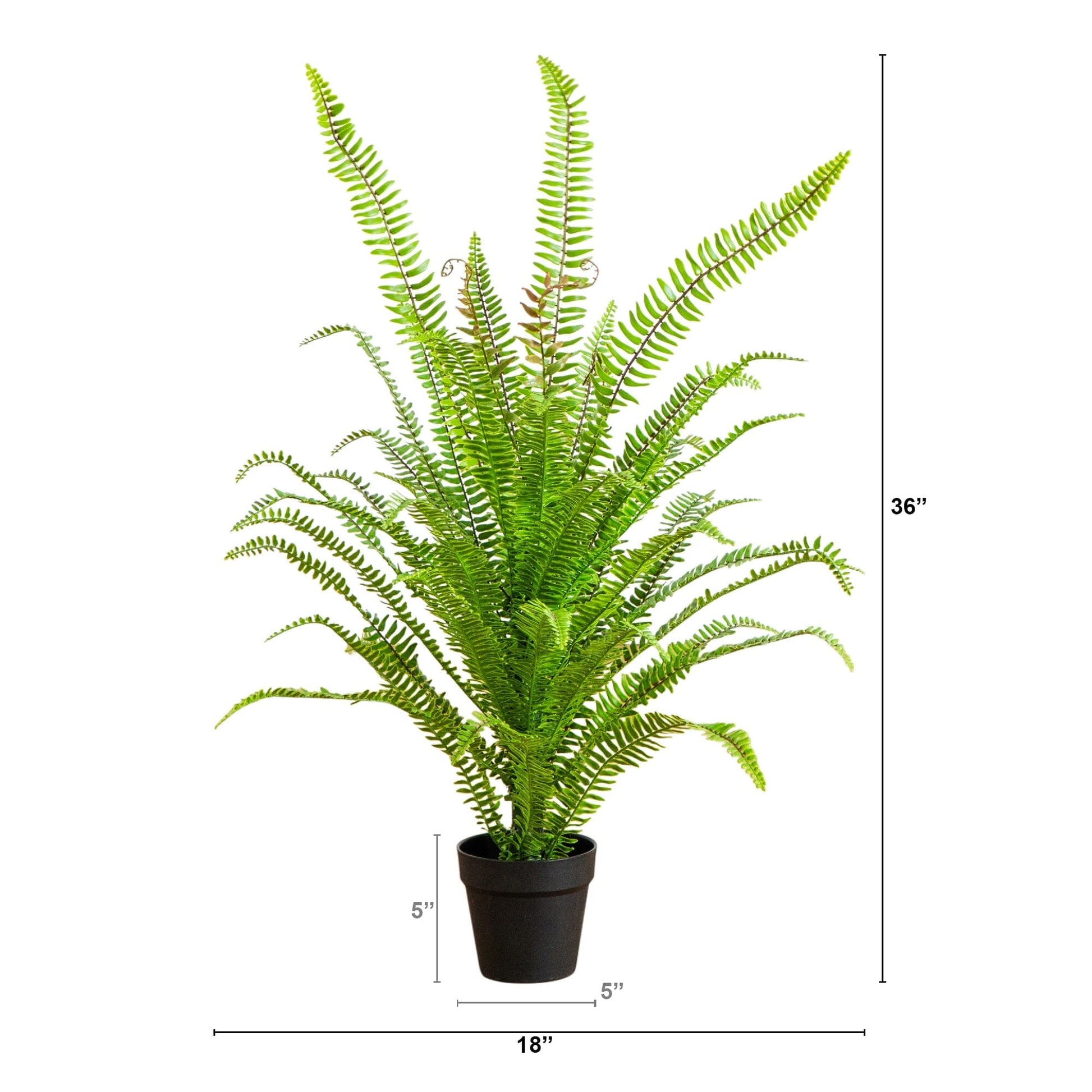 Artificial Boston fern plant, Nearly Natural, 3 ft tall, UV resistant in dark pot on Tampa Home & Garden Store