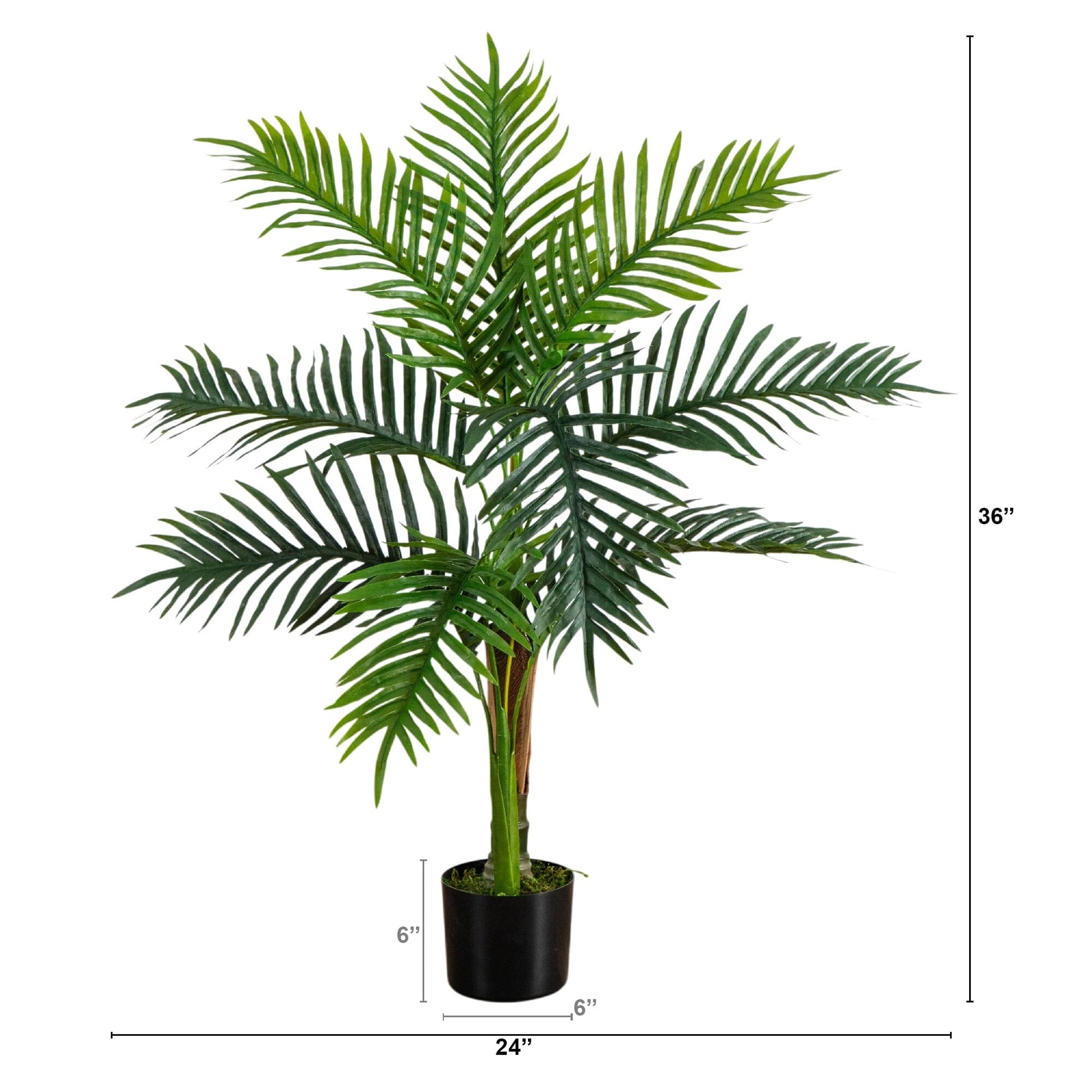 Nearly Natural 3ft UV resistant artificial double Robellini palm tree in pot indoor/outdoor on Tampa Home & Garden Store