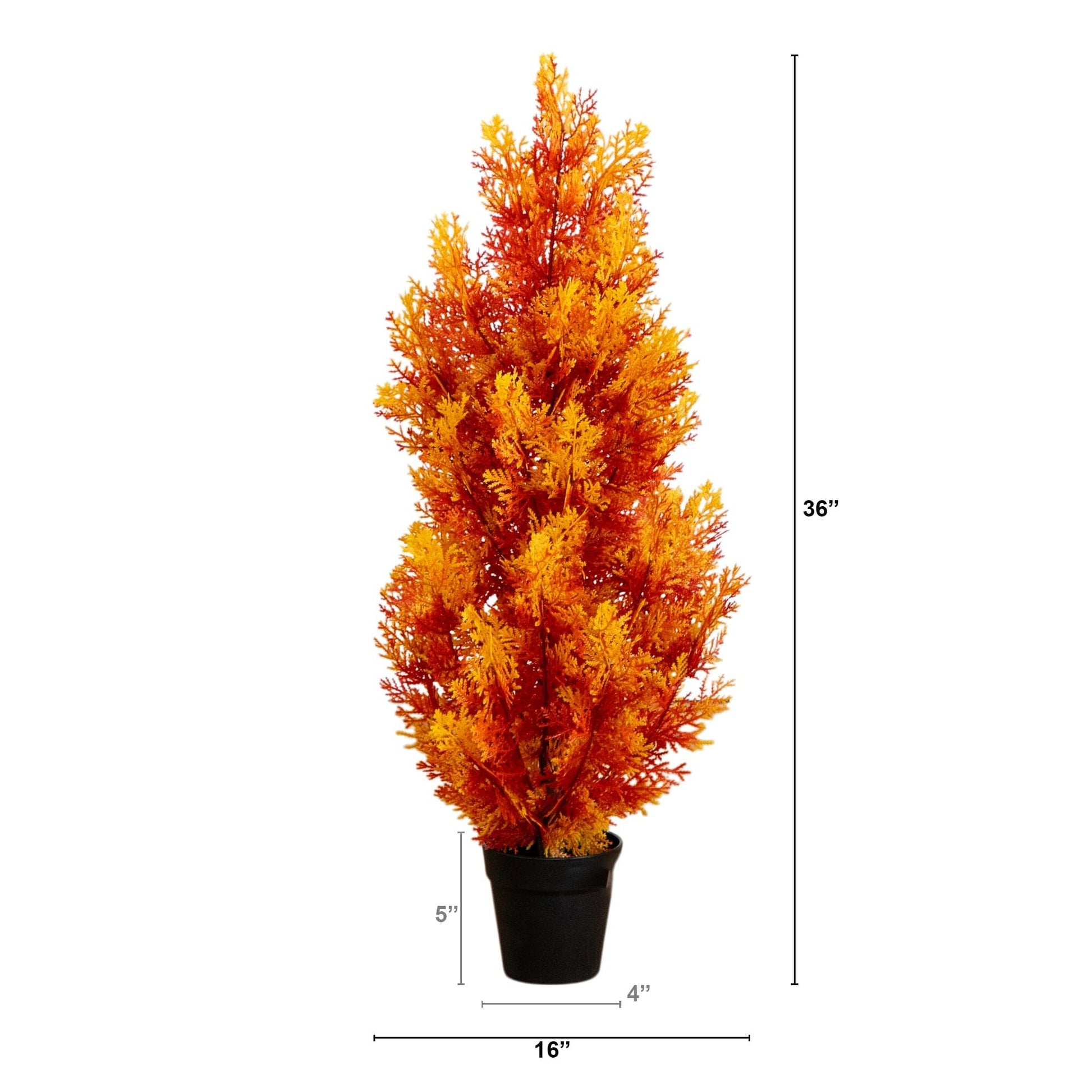 3 ft UV resistant artificial cedar tree in black pot with orange foliage indoor/outdoor on Tampa Home & Garden Store