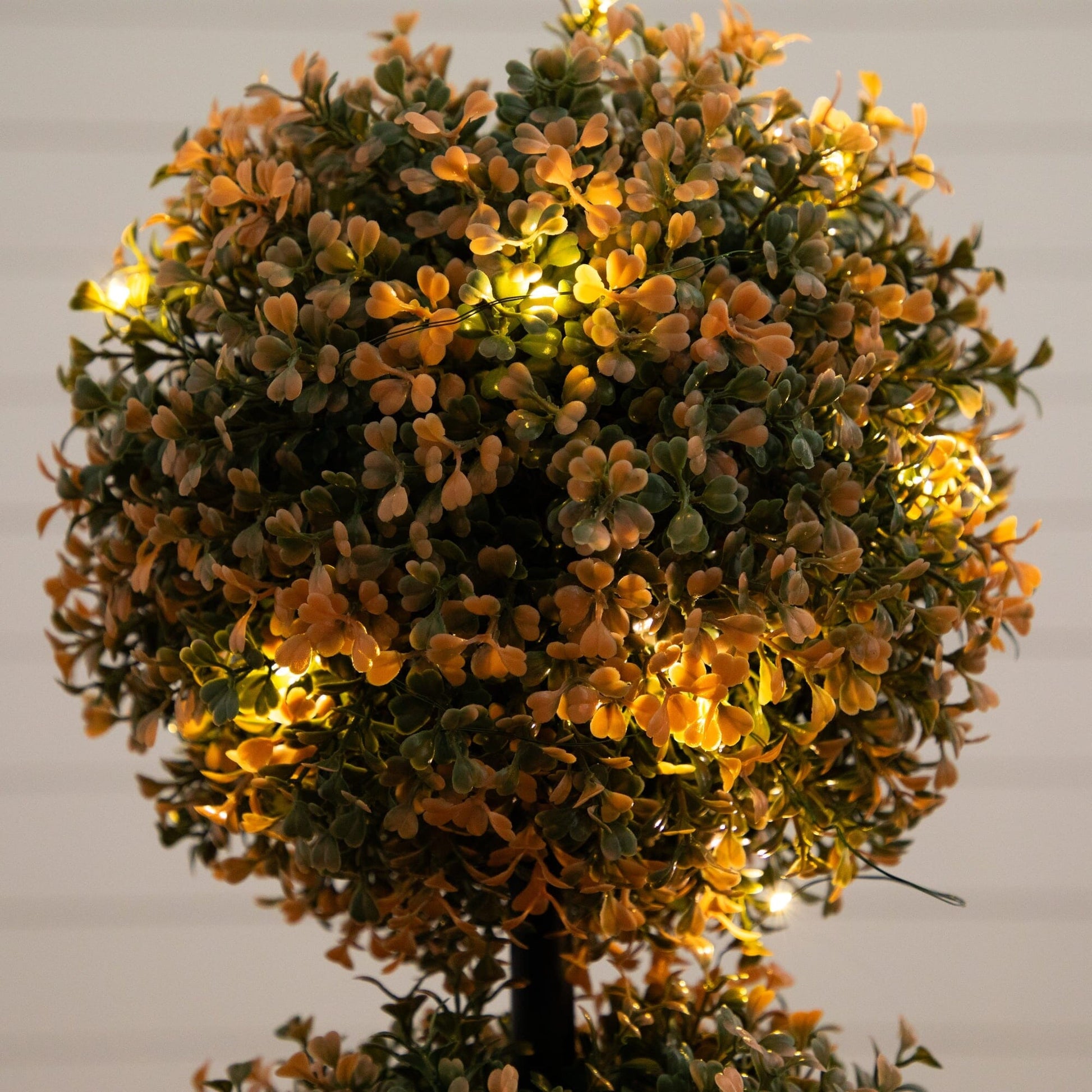 Nearly Natural 3' autumn boxwood topiary with 30 warm white LEDs indoor/outdoor on Tampa Home & Garden Store