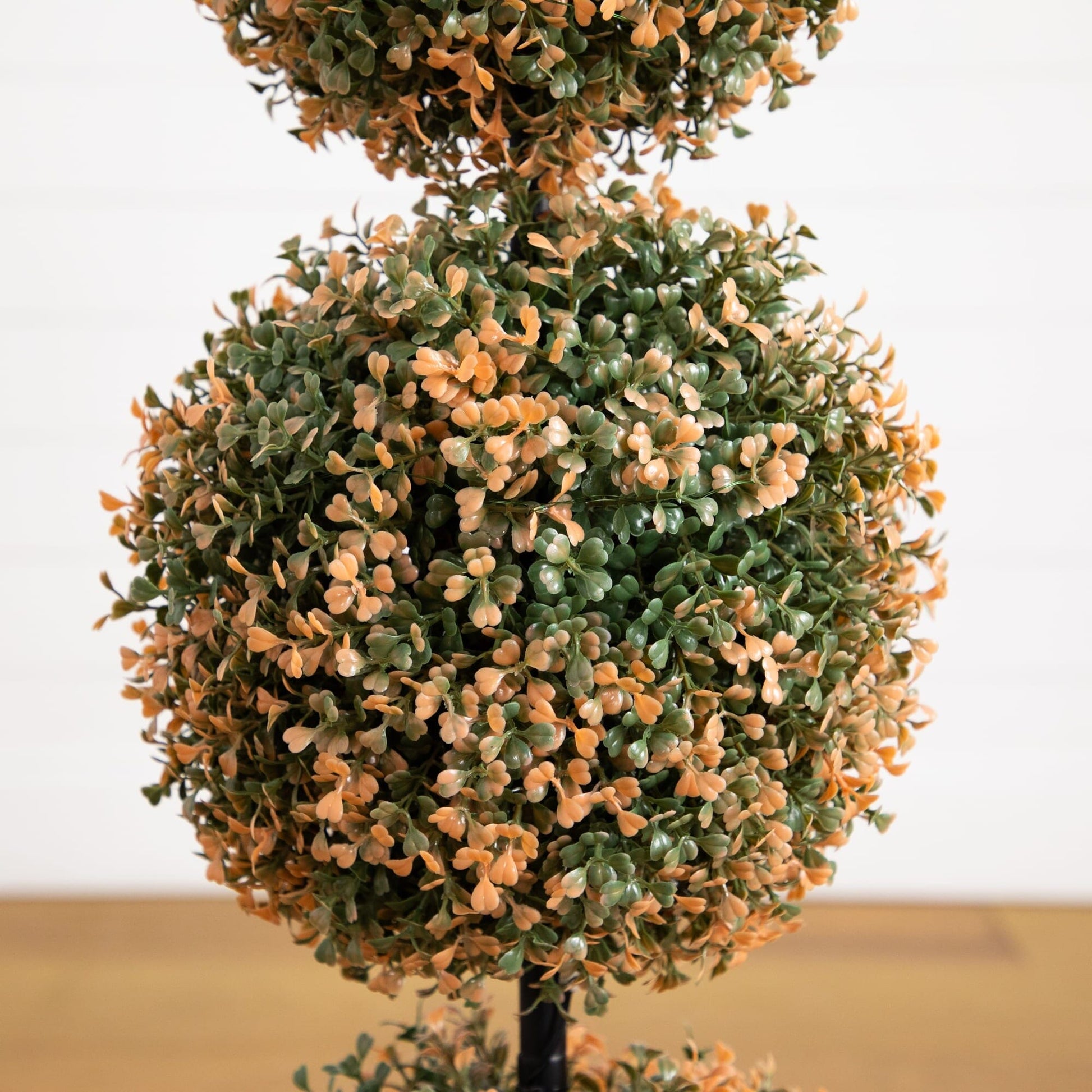 Boxwood topiary tree, 3', autumn foliage, UV resistant, 30 warm white LEDs, Nearly Natural on Tampa Home & Garden Store