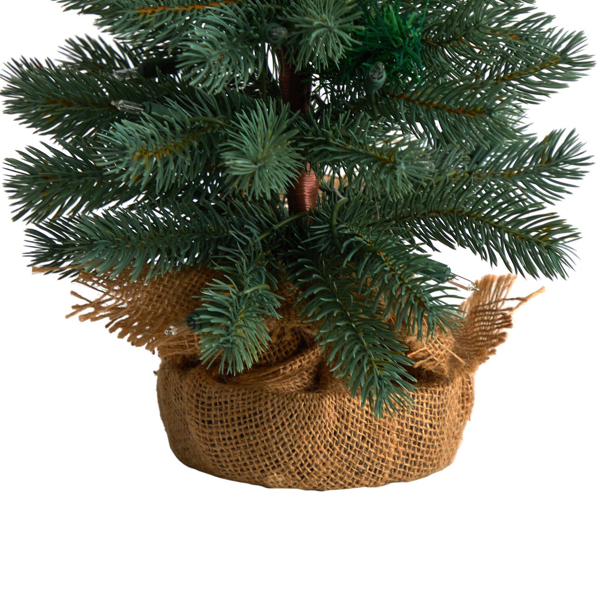 Nearly Natural 3ft Green Pine Artificial Christmas Tree with 50 Warm White Lights in Burlap Base on Tampa Home & Garden Store