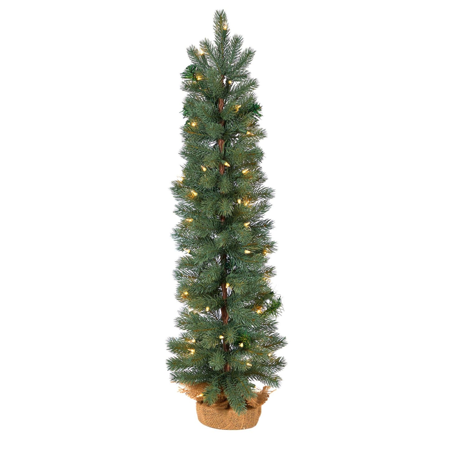 3ft Nearly Natural green pine artificial Xmas tree with 50 warm white lights in a burlap base on Tampa Home & Garden Store