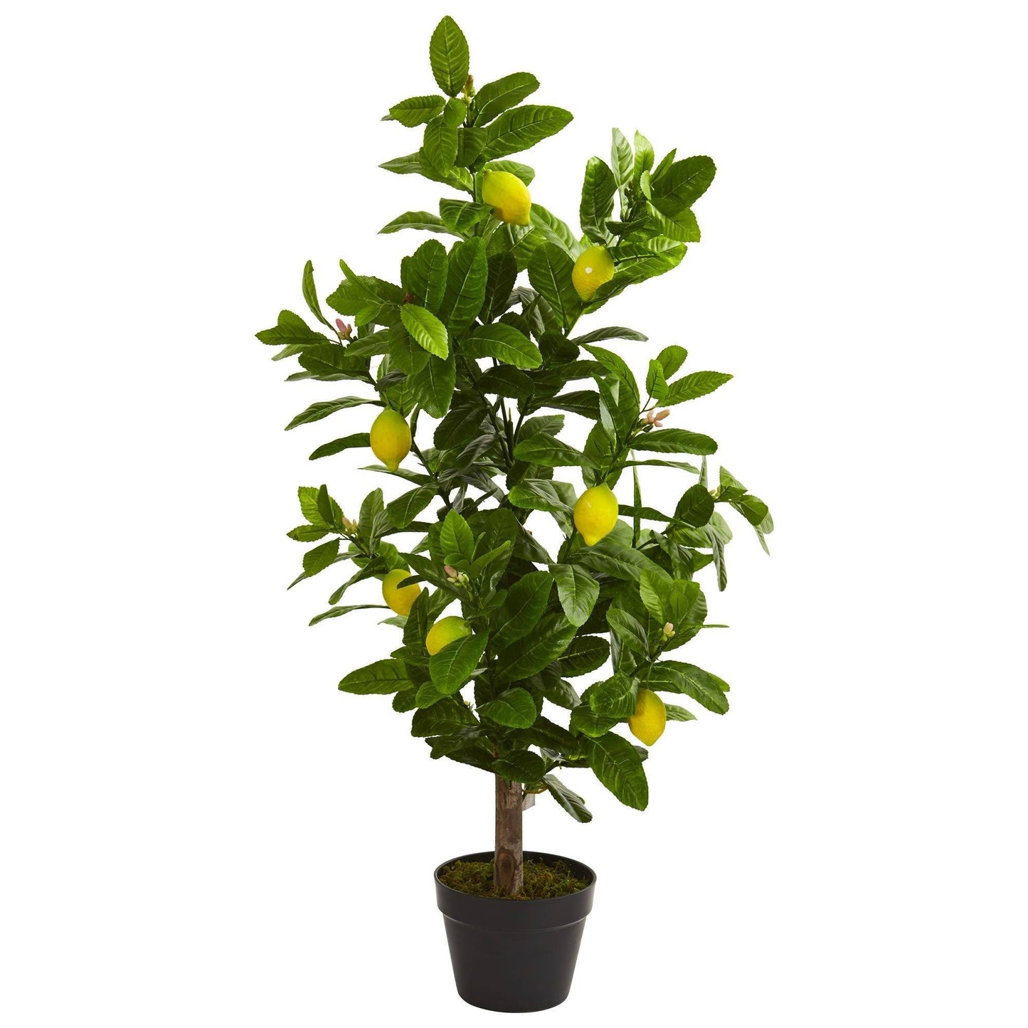 3 ft Lemon Artificial Tree with vibrant green leaves and bright lemons in a black pot on Tampa Home & Garden Store
