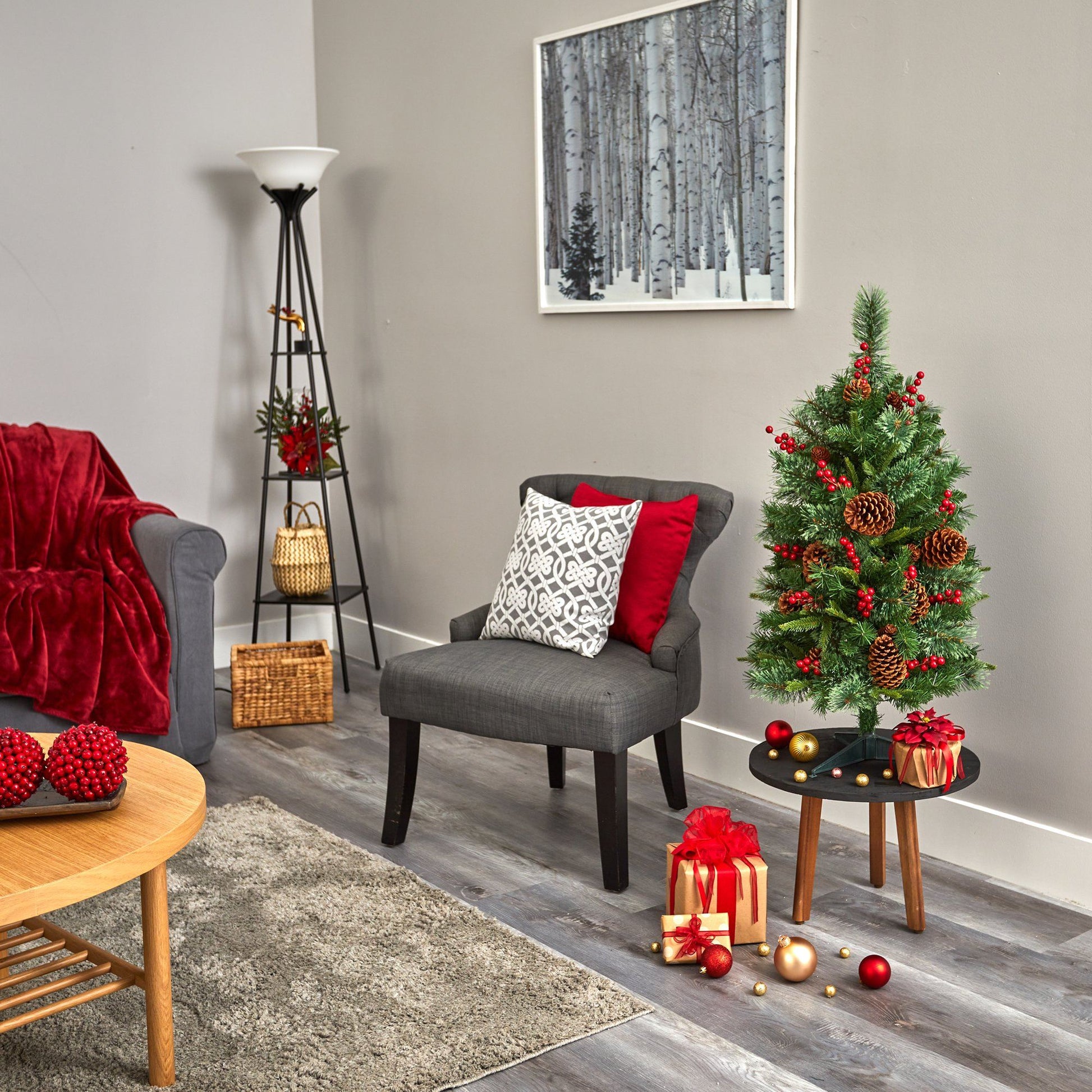 3' Nearly Natural Norway Mixed Pine Christmas tree with 50 LED lights, pine cones and berries on Tampa Home & Garden Store