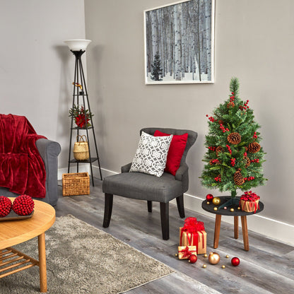 3' Nearly Natural Norway Mixed Pine Christmas tree with 50 LED lights, pine cones and berries on Tampa Home & Garden Store