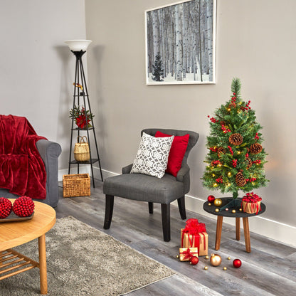 3 ft Norway pine artificial Christmas tree with 50 clear LED lights pine cones and berries on Tampa Home & Garden Store