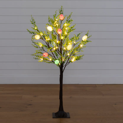 Easter Egg Twig Tree 3' tall, Nearly Natural, pre-lit with green foliage and 40 warm white LED lights on Tampa Home & Garden Store
