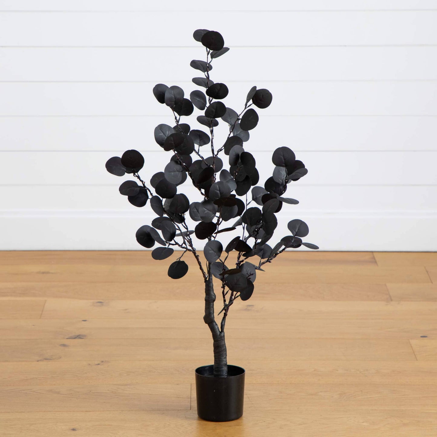 3' Nearly Natural pre-lit black eucalyptus tree with 80 orange & purple LED lights in a black pot on Tampa Home & Garden Store