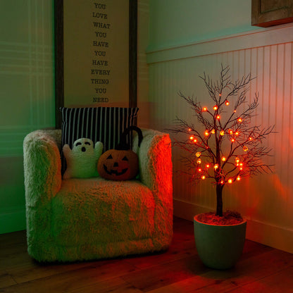 3' Pre-Lit Halloween Black Twig Tree with 18 orange pumpkin LED lights by Nearly Natural on Tampa Home & Garden Store
