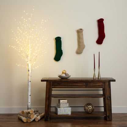 6 Ft an Artificial White Birch and Warm Lights