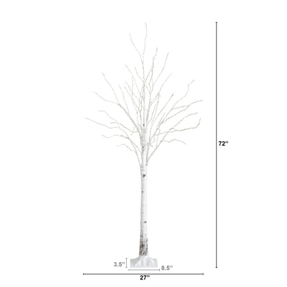 6 Ft an Artificial White Birch and Warm Lights