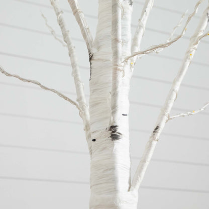 6 Ft an Artificial White Birch and Warm Lights