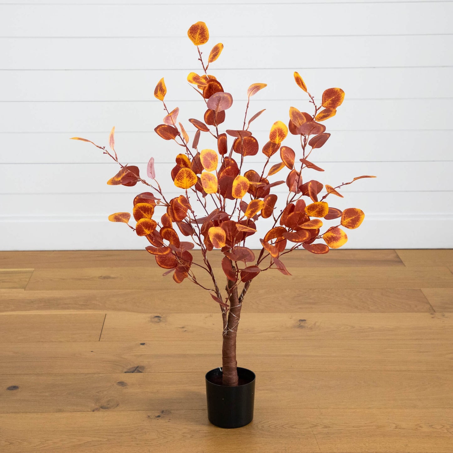 3' Pre-Lit Autumn Eucalyptus artificial tree with 80 warm white LEDs, Nearly Natural in pot on Tampa Home & Garden Store