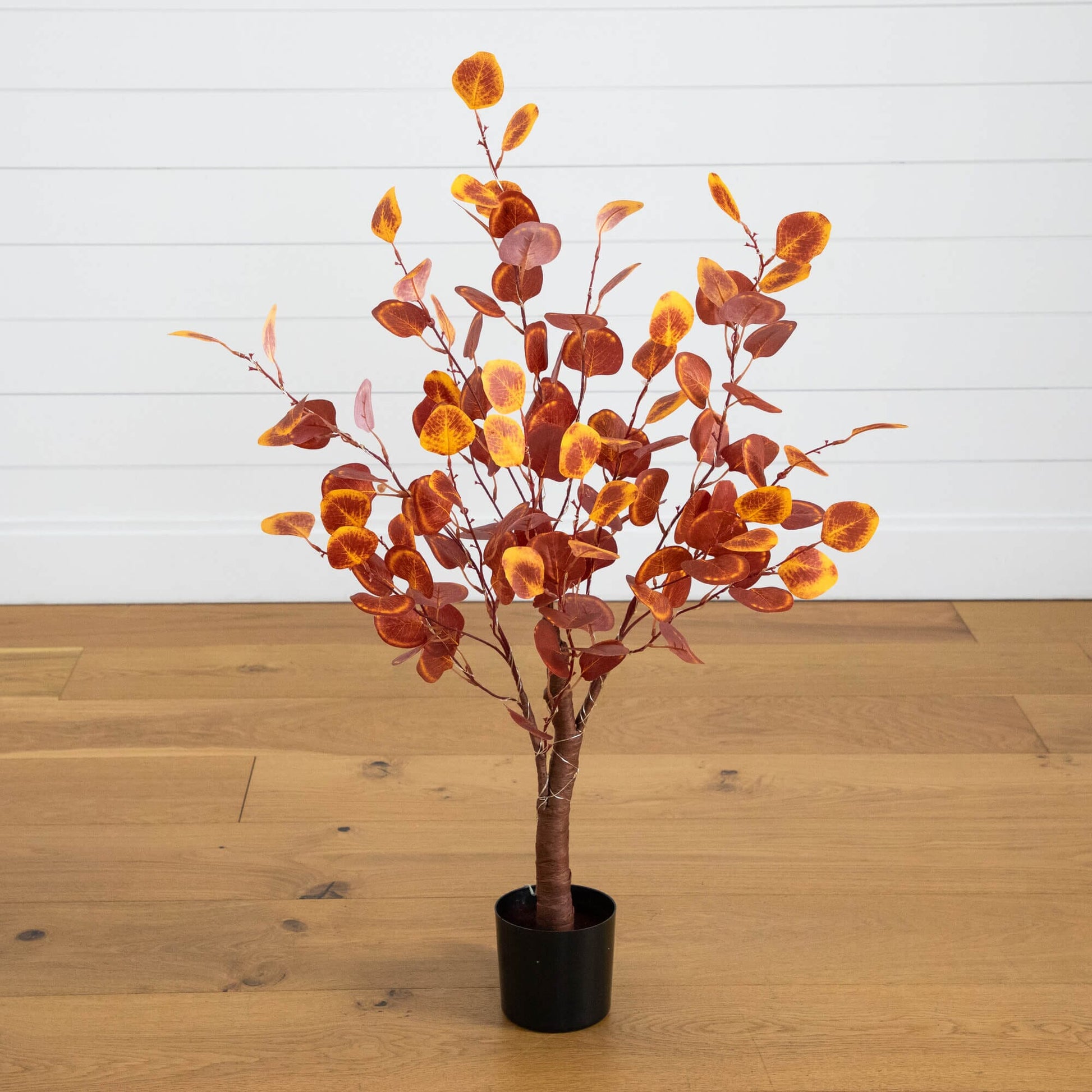 3' Pre-Lit Autumn Eucalyptus artificial tree with 80 warm white LEDs, Nearly Natural in pot on Tampa Home & Garden Store