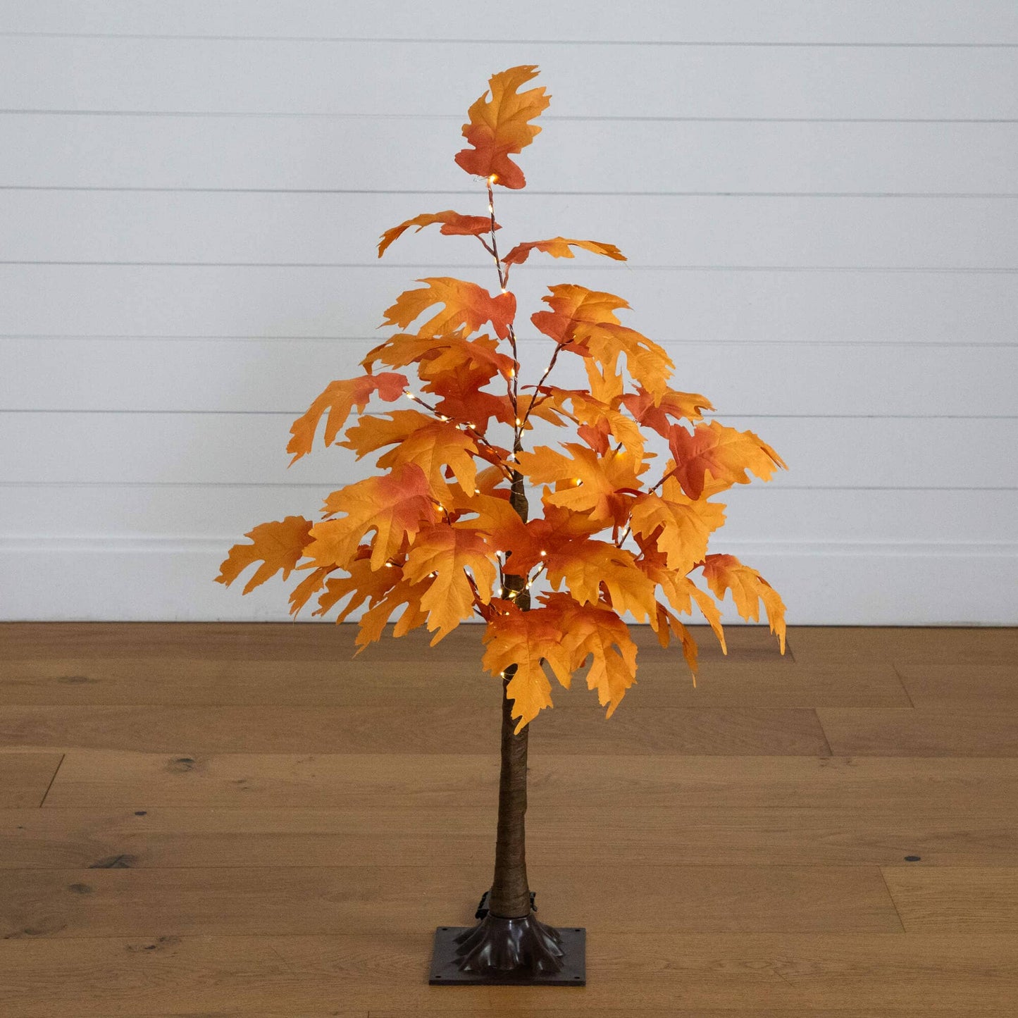 3' Pre-Lit Autumn Maple artificial tree with 80 warm white LEDs, orange autumn leaves on Tampa Home & Garden Store