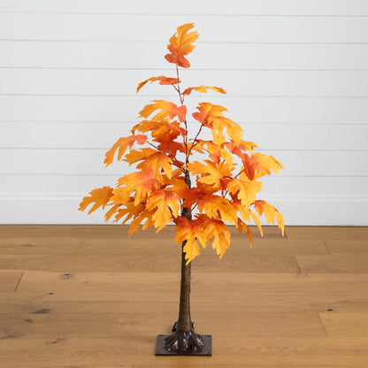 3' Pre-Lit Autumn Maple Artificial Tree with 80 Warm White LEDs Nearly Natural on Tampa Home & Garden Store