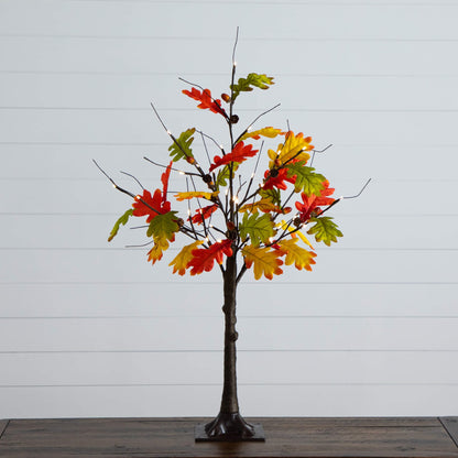 3 ft pre-lit autumn maple tree with pinecones, acorns and 36 warm white LEDs on Tampa Home & Garden Store
