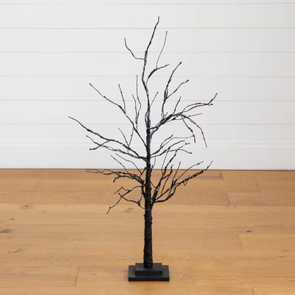 3' black twig pre-lit Halloween artificial tree with 80 orange & purple LEDs Nearly Natural on Tampa Home & Garden Store