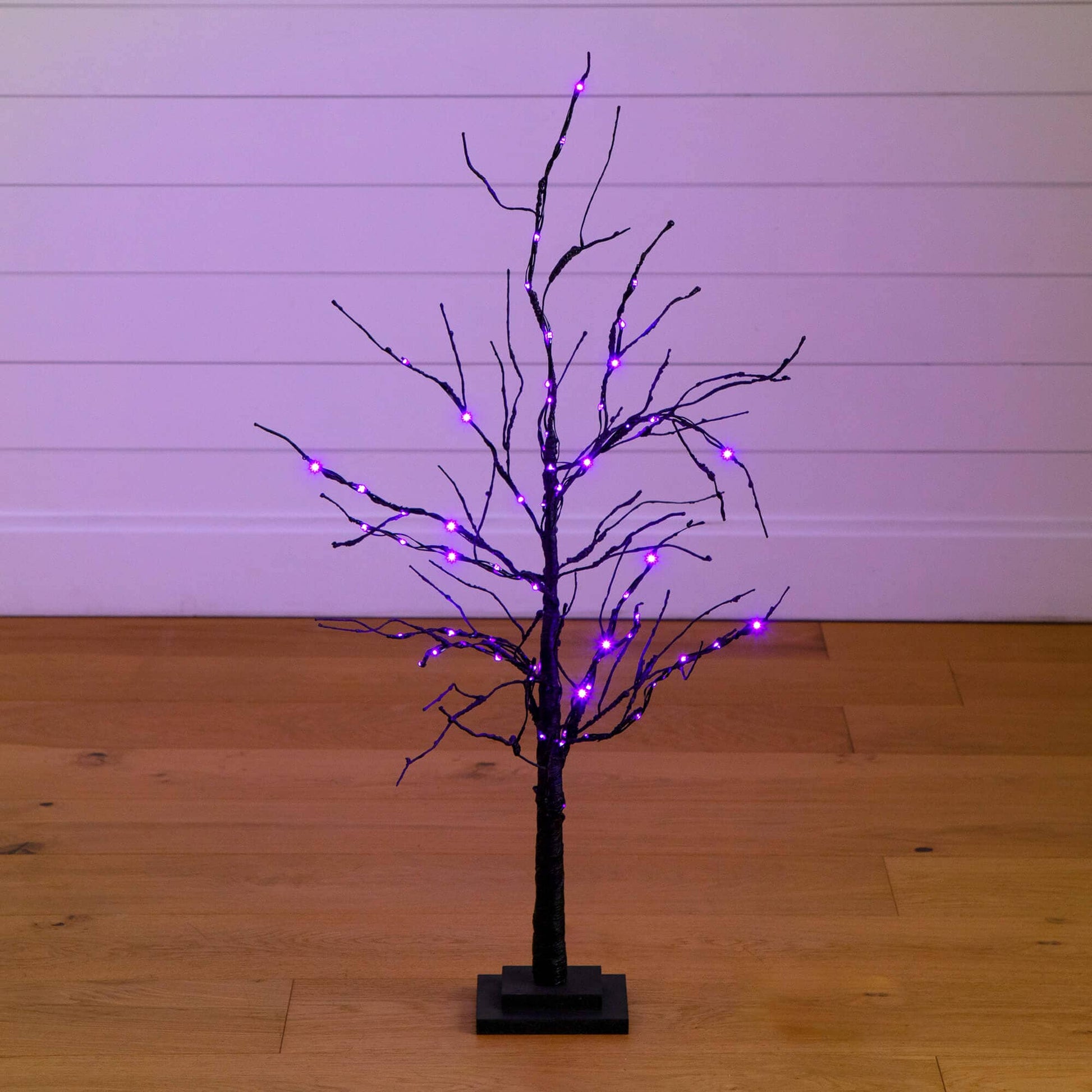 3' Pre-Lit Halloween Black Twig Tree with 80 orange-purple LED Lights Nearly Natural square base on Tampa Home & Garden Store