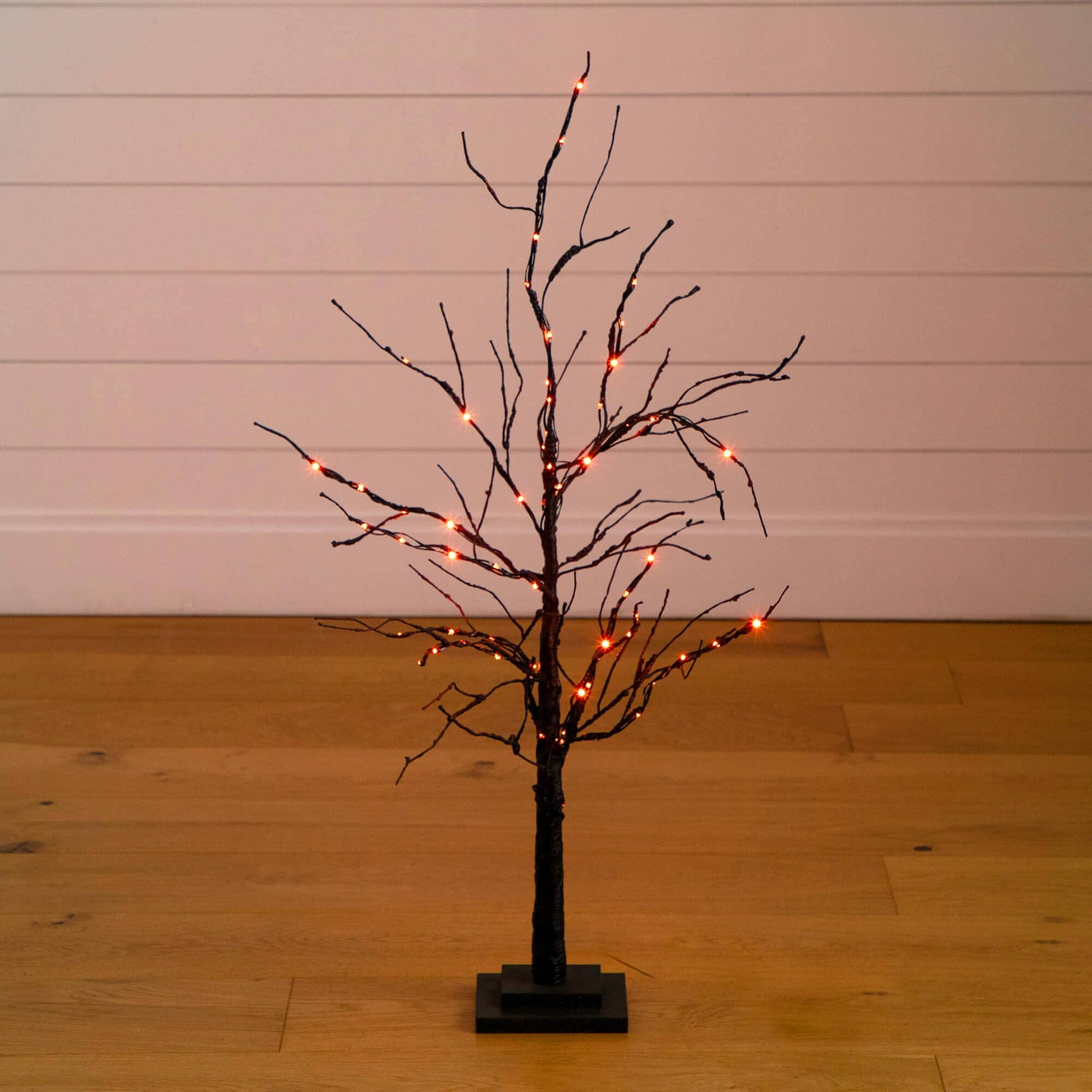 3' Pre-Lit Halloween black twig artificial tree with 80 orange-purple LEDs Nearly Natural on Tampa Home & Garden Store