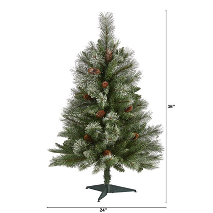 3 ft Snowed Alps Pine artificial Christmas tree Nearly Natural with 135 bendable branches on Tampa Home & Garden Store