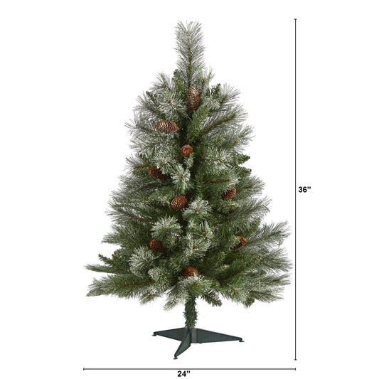 3 ft Snowed Alps Pine artificial Christmas tree Nearly Natural with 135 bendable branches on Tampa Home & Garden Store