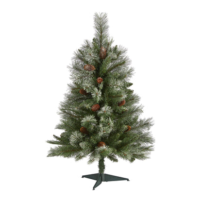 3 ft Snowed Alps Pine artificial Christmas tree by Nearly Natural with 135 bendable branches on Tampa Home & Garden Store