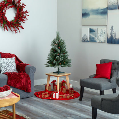 3 ft Snowed French Alps Pine Christmas tree by Nearly Natural with bendable branches on Tampa Home & Garden Store