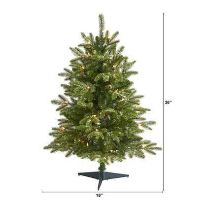 Nearly Natural 3’ Snow Grand Teton Fir tree with 50 clear lights and 111 bendable branches on Tampa Home & Garden Store