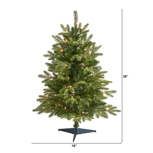 Nearly Natural 3’ Snow Grand Teton Fir tree with 50 clear lights and 111 bendable branches on Tampa Home & Garden Store