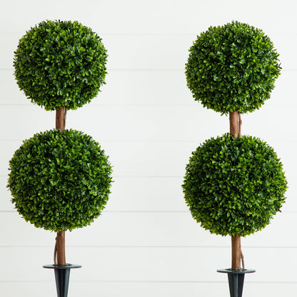 Artificial Double Ball Boxwood Topiary Set of 2