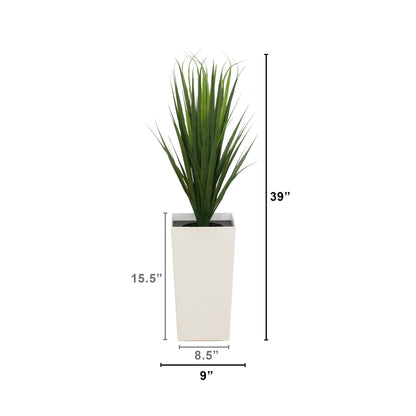 3' UV resistant artificial grass plant in white tower planter by Nearly Natural indoor/outdoor on Tampa Home & Garden Store