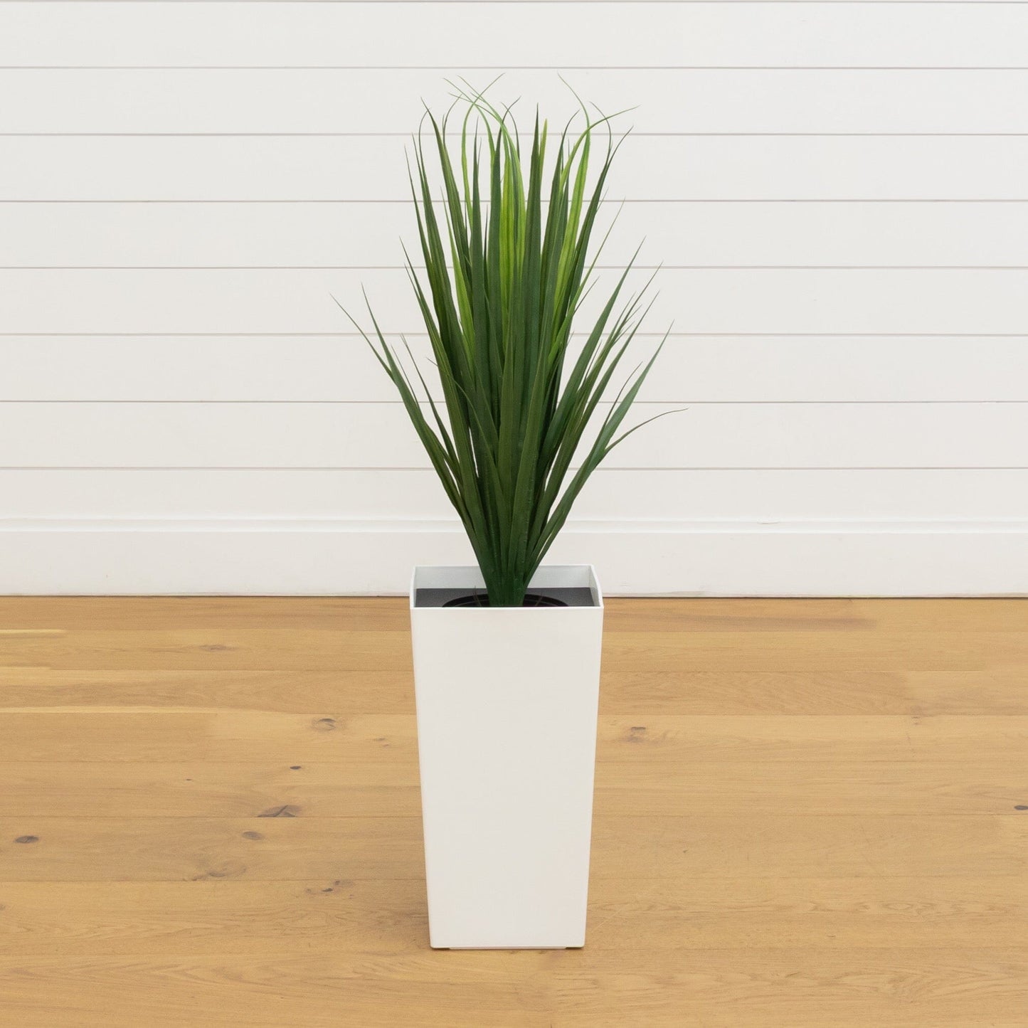 Artificial grass plant 3 ft in white tower planter, Nearly Natural UV-resistant indoor/outdoor on Tampa Home & Garden Store