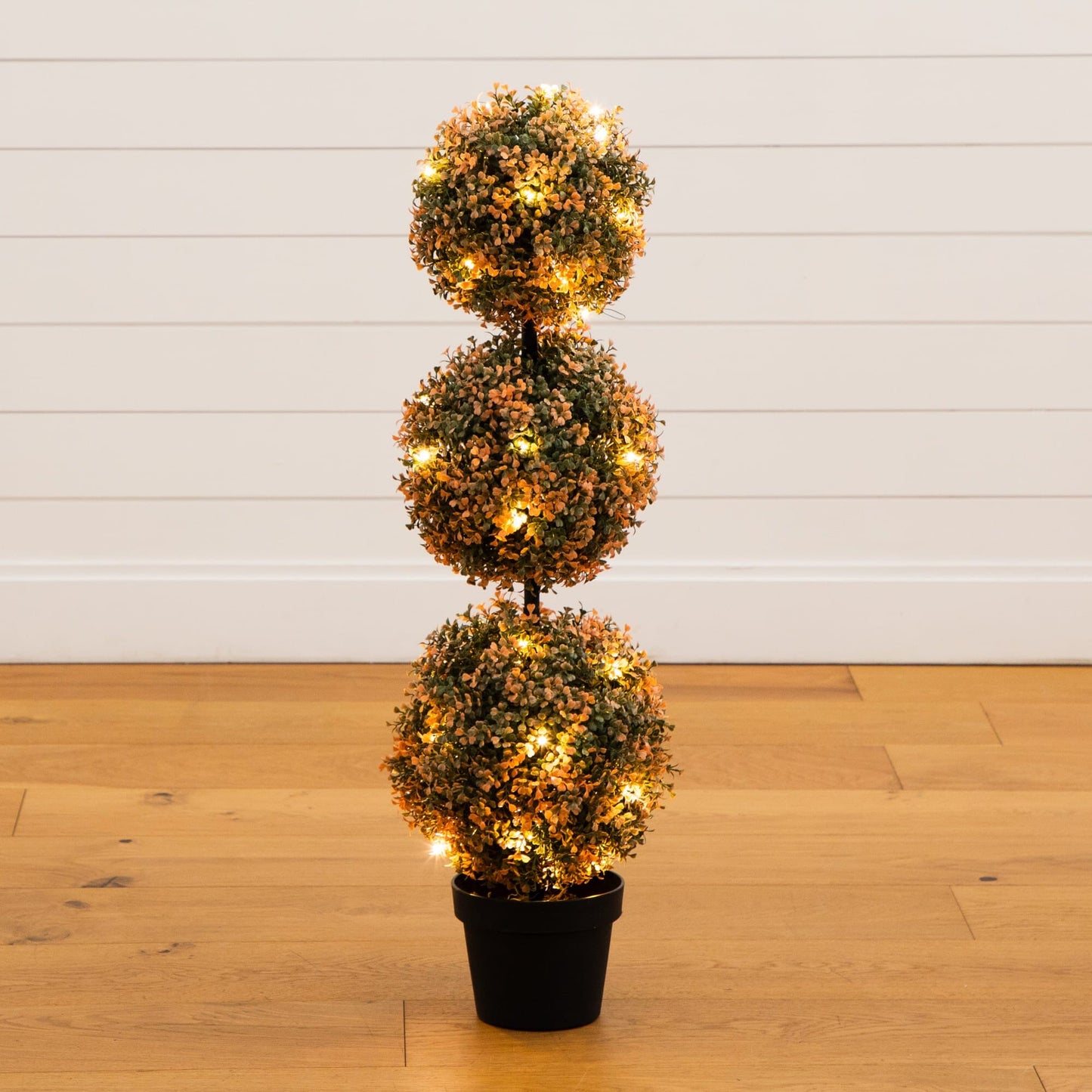 3' UV Resistant Autumn Boxwood Topiary Tree with 30 Warm White LED Lights (Indoor/Outdoor) on Tampa Home & Garden Store