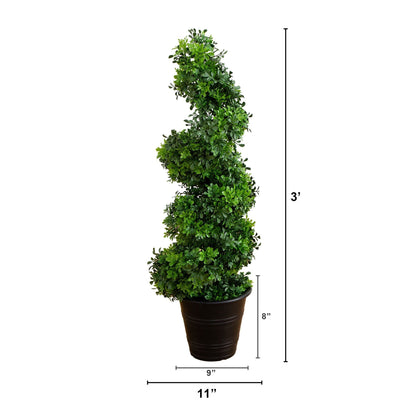 3 ft UV-resistant boxwood spiral topiary in decorative planter Nearly Natural green foliage on Tampa Home & Garden Store