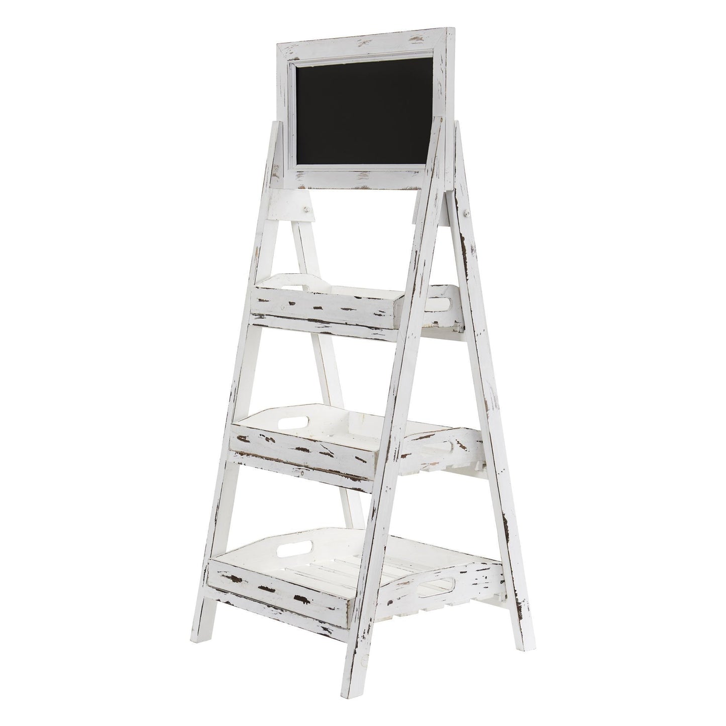 3' White Washed Farmhouse Chalkboard on distressed white wood stand by Nearly Natural on Tampa Home & Garden Store