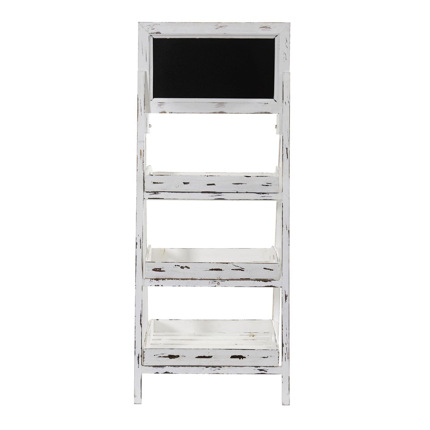 3’ White Washed Farmhouse Stand with Chalkboard, distressed white wood frame on Tampa Home & Garden Store