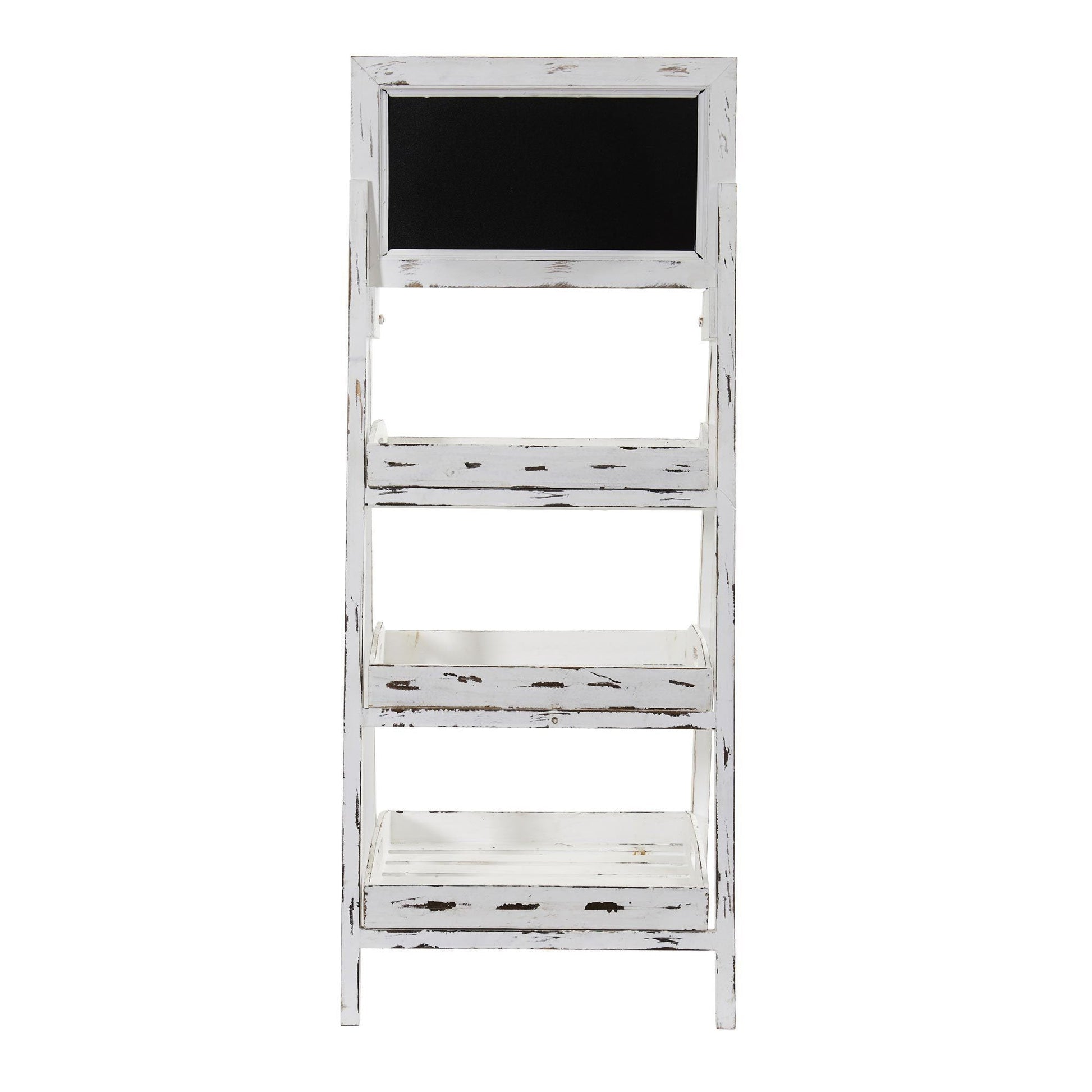 3’ White Washed Farmhouse Stand with Chalkboard, distressed white wood frame on Tampa Home & Garden Store