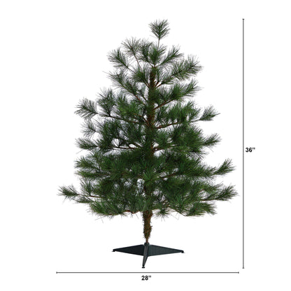 3' Yukon Mixed Pine artificial Christmas tree by Nearly Natural with 213 bendable branches on Tampa Home & Garden Store
