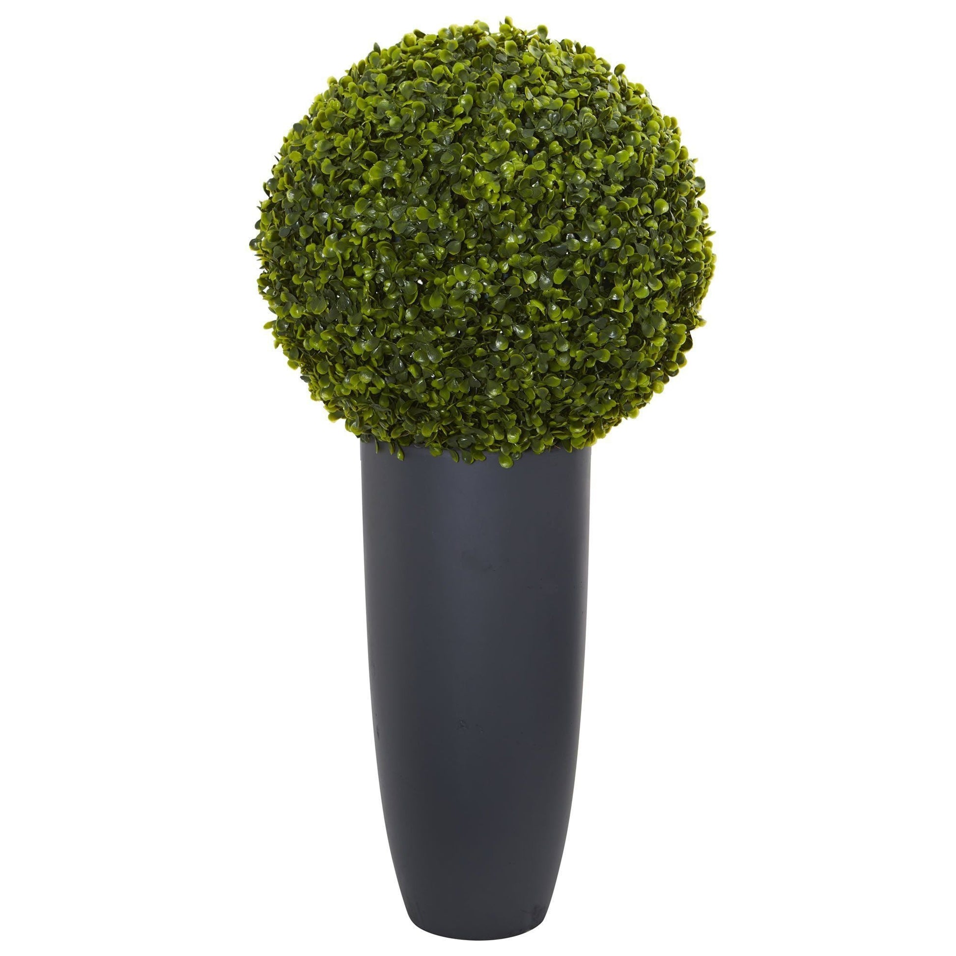 30in Nearly Natural boxwood topiary ball in gray cylinder planter for indoor outdoor use on Tampa Home & Garden Store